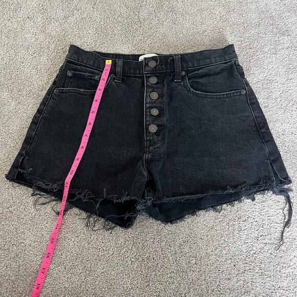 Abercrombie & Fitch High Rise Mom Short Black Distressed Hem Size‎ 27/4 - Picture 6 of 8